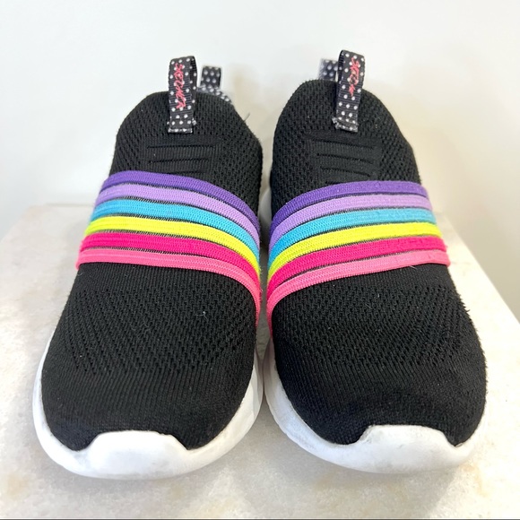 EUC ULTRA FLEX BRIGHTFUL DAY Rainbow SLIPON Knit SNEAKER Running Shoe Girls Kids - Picture 7 of 7